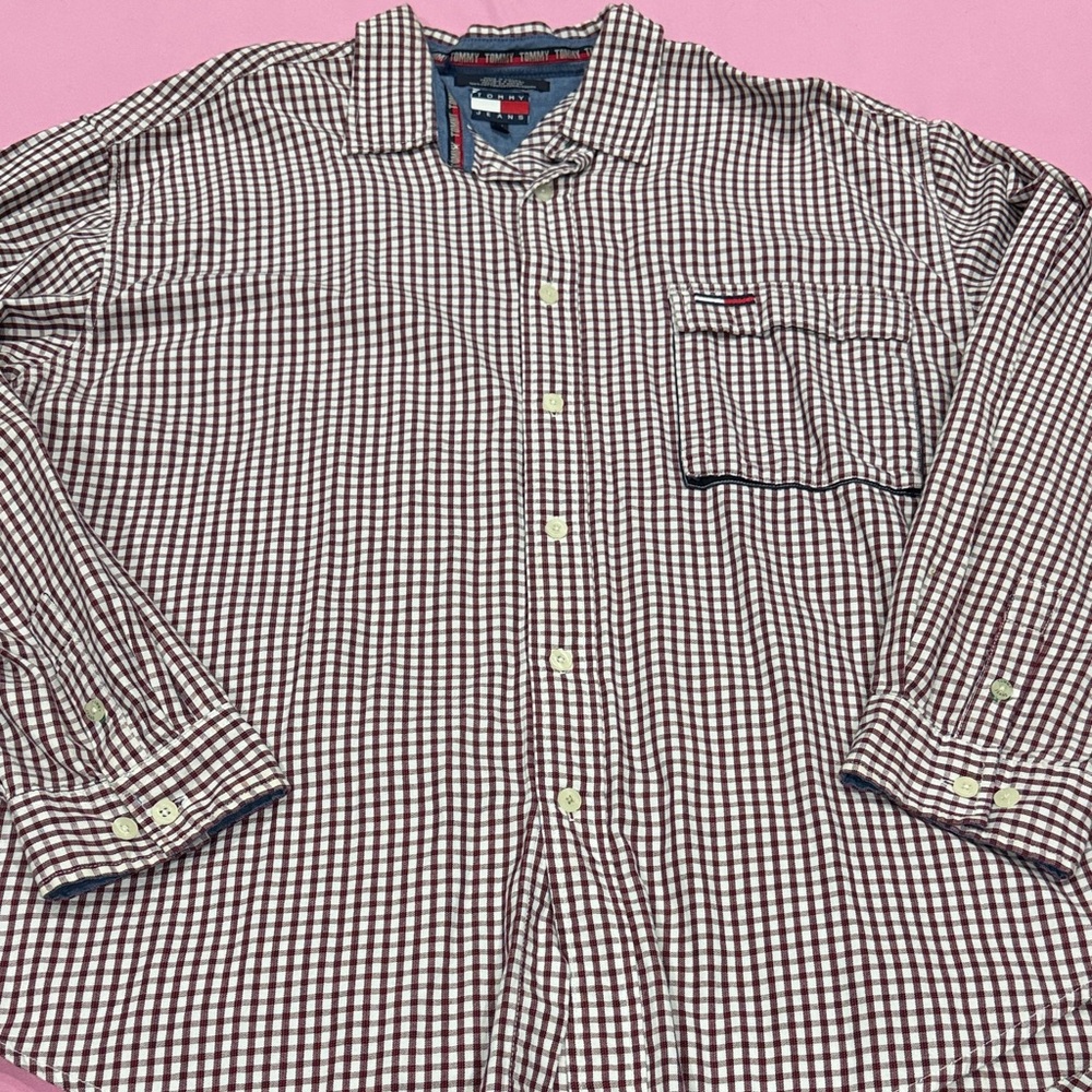 Tommy Hilfiger Red and White Checkered Shirt XXL